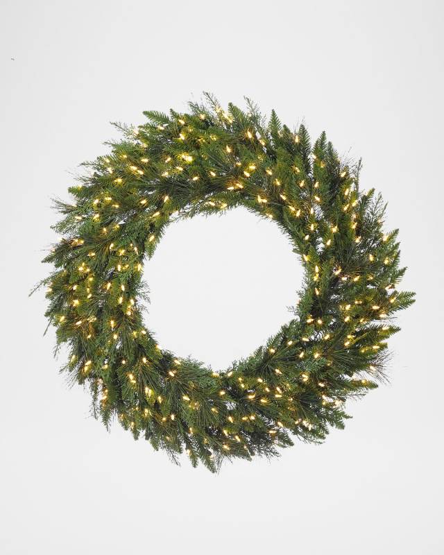Deluxe Mixed Pine Pre-Lit Wreath, 36" Round